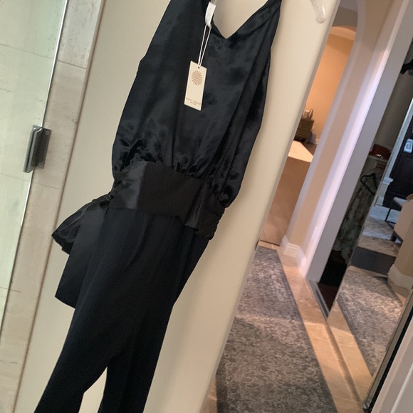 Black ramy brook velvet bodice tie jumpsuit. - Picture 5 of 5